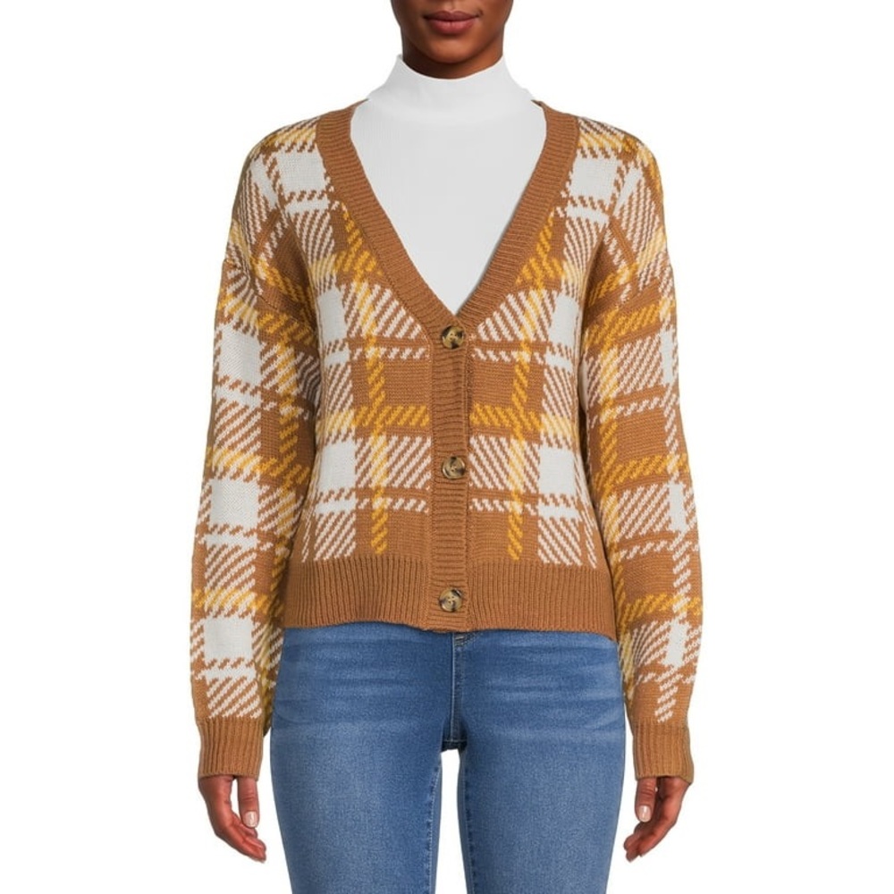 No Boundaries Juniors Cropped V-Neck Cardigan